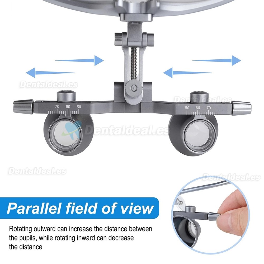 DY-118 Lupa Dental 2.5X 450 mm Ajuste Distancia Pupilar Montura Aluminio